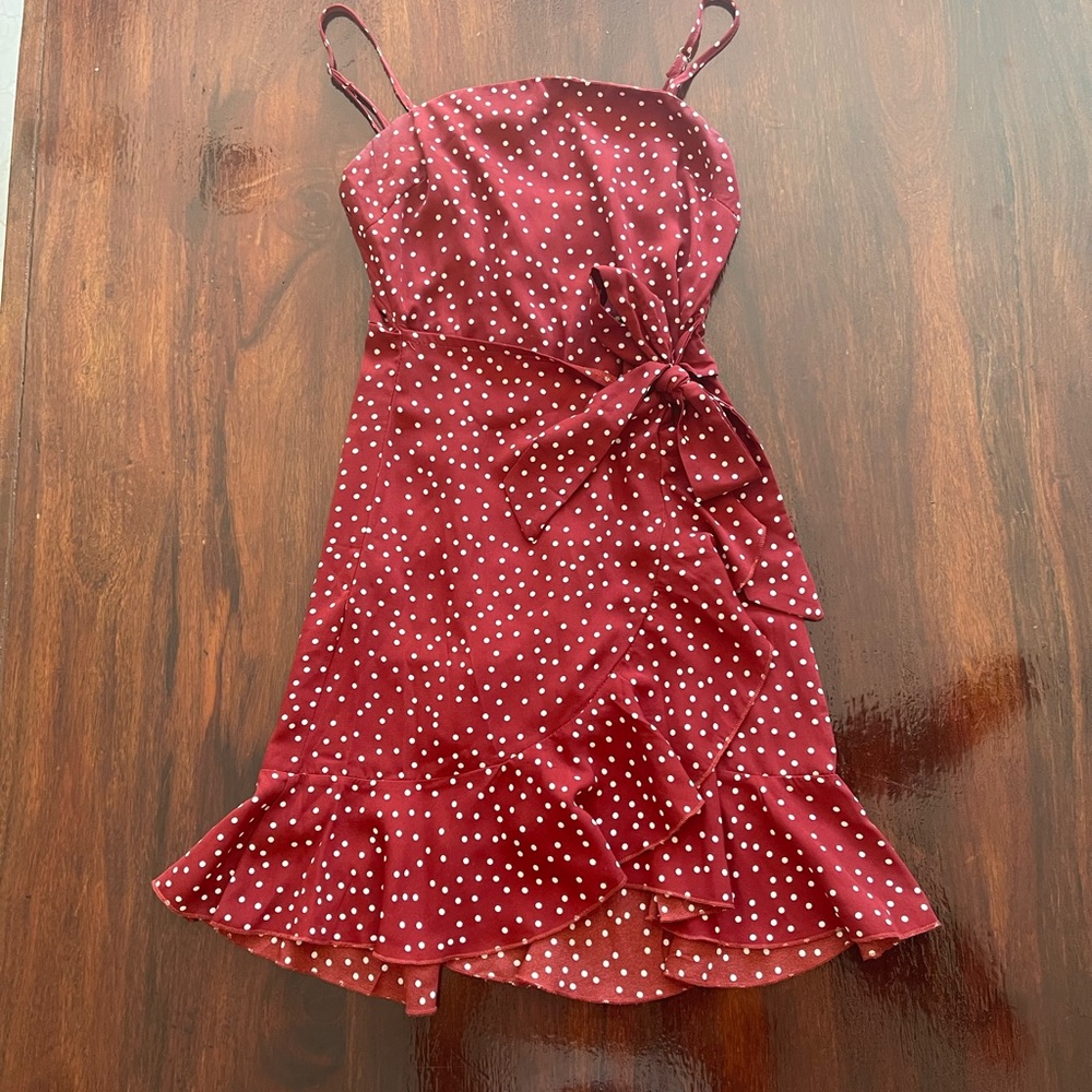 Princesses Polly Red and White Polka Dot Wrap Dress